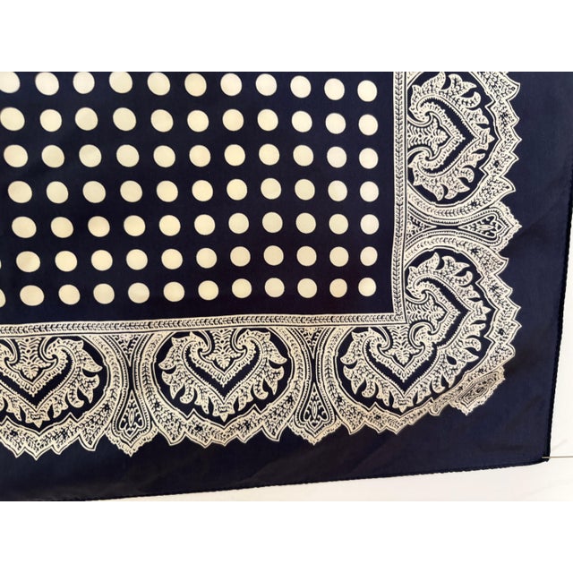 Late 20th Century Polka Dot Silk Black White Silk Scarf Pocket Square Handkerchief For Sale - Image 5 of 9