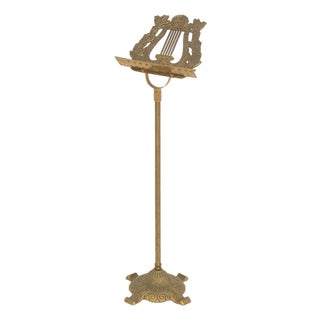 Art Nouveau Style Adjustable Brass Music Stand For Sale