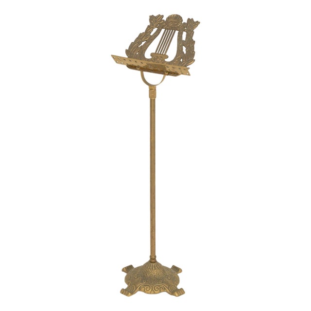 Art Nouveau Style Adjustable Brass Music Stand For Sale