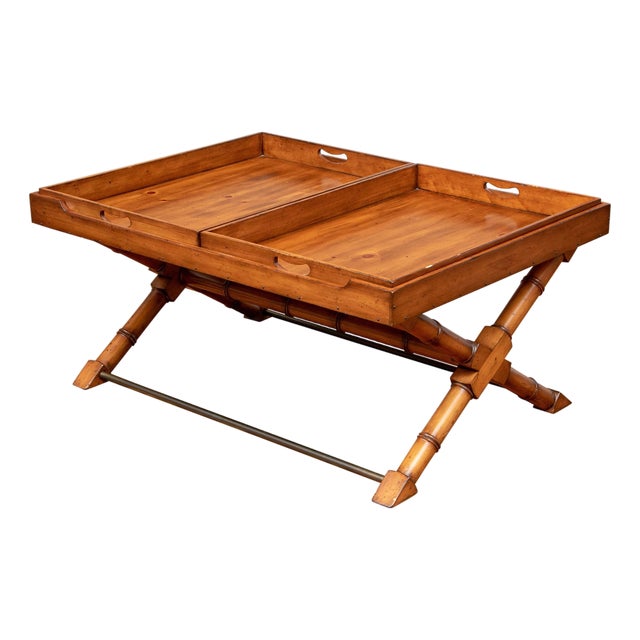 Ralph Lauren Rustic Double Tray Top Coffee Table For Sale