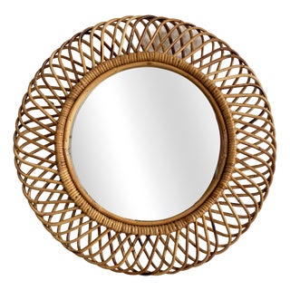Wicker Mirror attributed to Franco Albini, 1960s For Sale