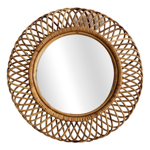 Wicker Mirror attributed to Franco Albini, 1960s For Sale