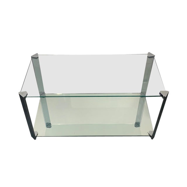 Coffee Table in Steel, Crystal & Mirror from Cidue, 1970s For Sale