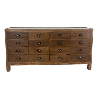 16 Drawer Oak Shop Counter, 1930s For Sale