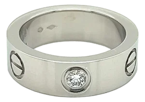 Cartier Platinum Love 1 Diamond Band Ring w/Cert - Size 4.5