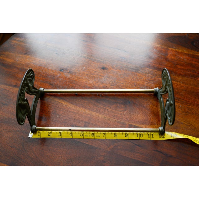 Art Nouveau Brass Bookends Book Rack Adjustable Length Telescoping Judd Co. Twin Maidens For Sale In Washington DC - Image 6 of 10
