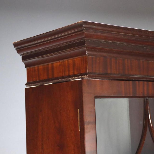 Brown Mahogany and Glass Bookcase with Flame Mahogany Veneer For Sale - Image 8 of 11