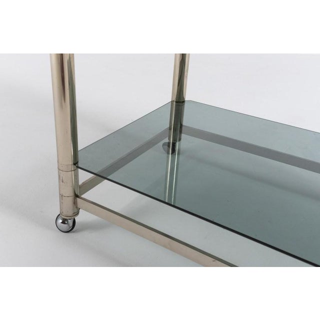 Chromed Steel Serving Cart Side Table, 1970s For Sale - Image 9 of 12