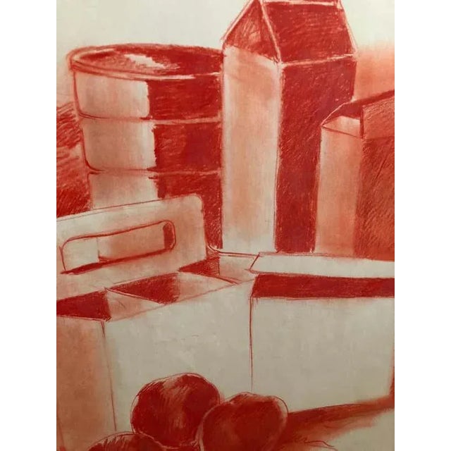 Mid-Century Pop Art Red Still Life Drawing Sketch by Salvatore Grippi, 1960s Mod For Sale - Image 4 of 4