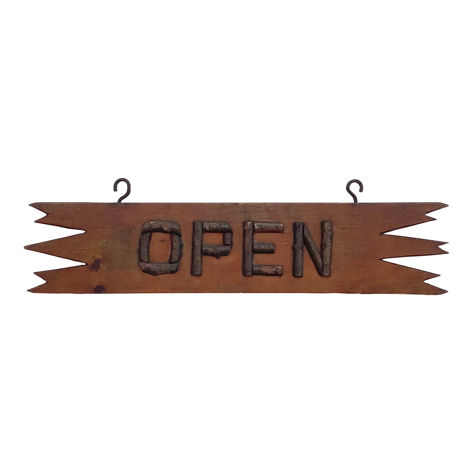 Circa 1940s Adirondack Camp Open Sign - Two Sided | Chairish
