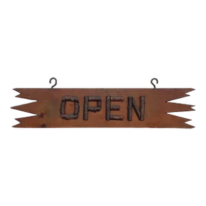 Circa 1940s Adirondack Camp Open Sign - Two Sided