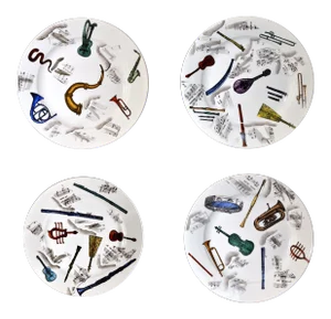 Early 1950s Piero Fornasetti Musical Pottery Plates - Set of 4