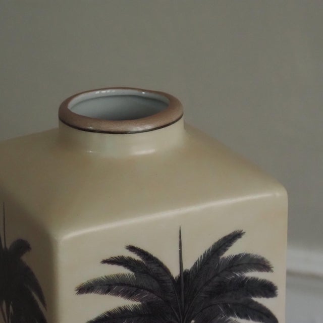 Ceramic Jar with Lid and Botanical Palm Motif in the style of Georgian Printmaking For Sale - Image 5 of 9
