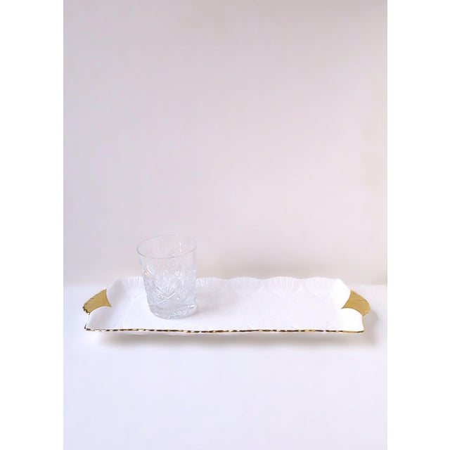 Ceramic White and Gold English Porcelain Tray, Circa Early-20th Century For Sale - Image 7 of 15