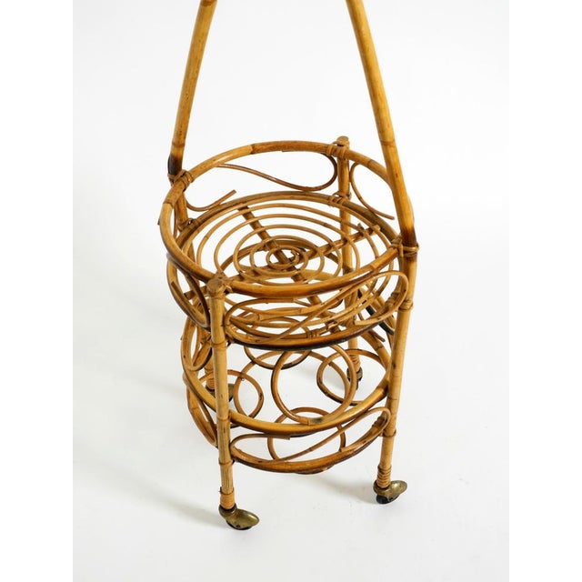 Mid-Century Italian Bar and Serving Trolley Made of Bamboo with Wheels, 1950s For Sale - Image 8 of 18