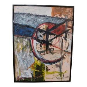Max G. Kaminski 1987 German Abstract Large Oil Painting