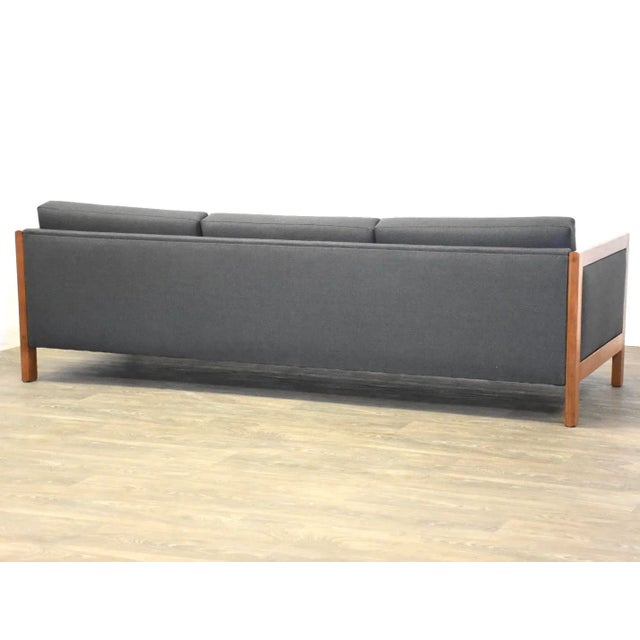 1960s Mid Century Teak Grey Sofa For Sale - Image 5 of 10