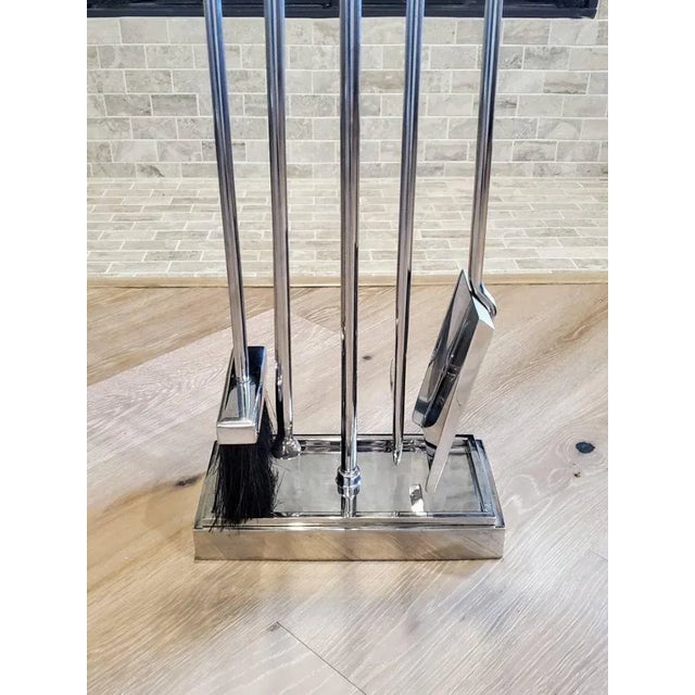Mid-Century Modernist Danny Alessandro Chrome Fireplace Set For Sale In Dallas - Image 6 of 11