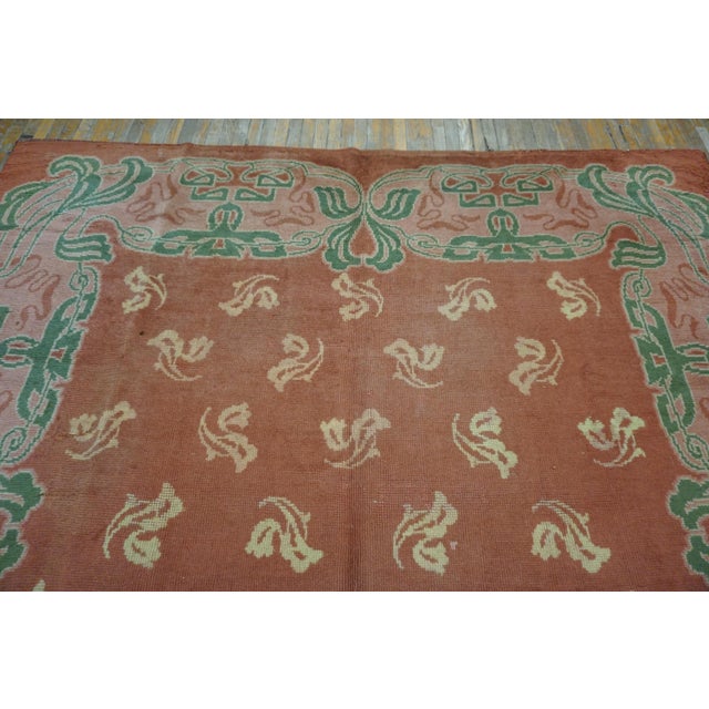 Textile 1930s Salmon Irish Donegal Arts & Crafts Rug 10' X 17' Handknotted Wool Carpet For Sale - Image 7 of 13