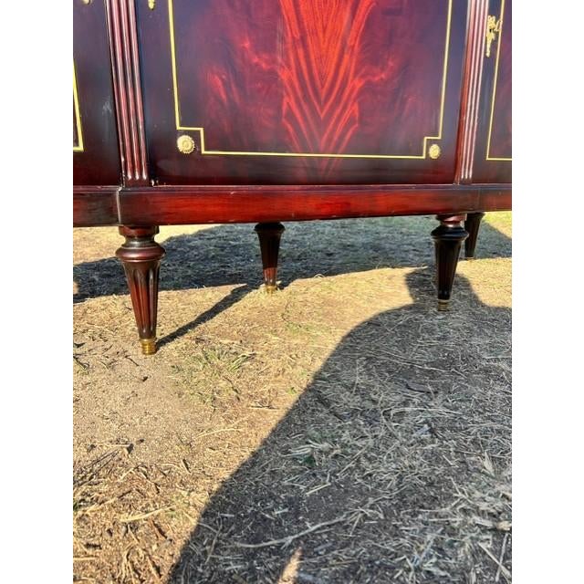 Red French Louis XVI Flam Mahogany Sideboard Carrera Marble Top 1900s For Sale - Image 8 of 18