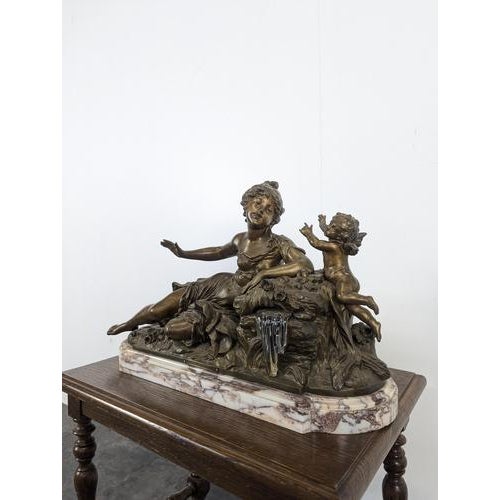 Illuminated Fountain with a Spelter and Marble Figure For Sale - Image 5 of 12