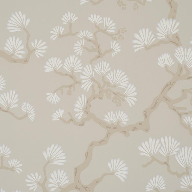 Traditional Sample - Schumacher Hinata Wallcovering In Stone For Sale - Image 3 of 5