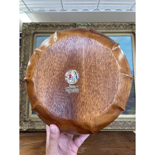 Wood Vintage Hand-Carved Decorative Wood Bowl by Pacific Traders - Made in the Philippines for Aloha Hawaii For Sale - Image 7 of 9