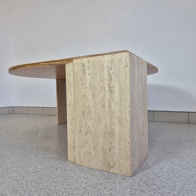 Mid-Century Coffee Table in Travertine and Olive Wood Veneer, 1970s For Sale - Image 4 of 12