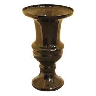 Large Black Blown Glass Floor Vase For Sale