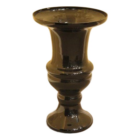 Large Black Blown Glass Floor Vase For Sale