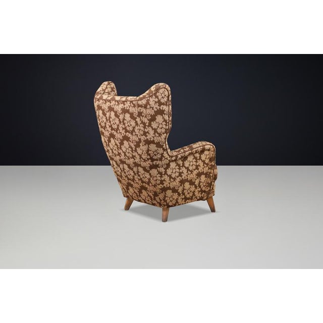 Art Deco Wingback Chair, Czechoslovakia, 1940s For Sale - Image 4 of 11