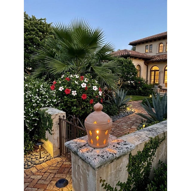 Vintage Moroccan Hand-Formed Terracotta Pierced Lantern For Sale - Image 9 of 12