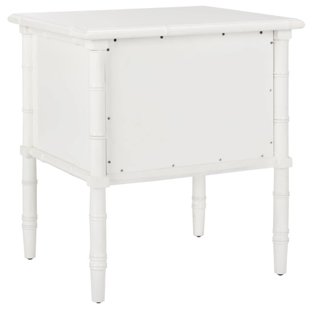 2020s Modern Coastal 2 Drawer 25" H Bamboo Nightstand in White For Sale - Image 5 of 9