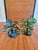 Hand blown Murano glass fruit trees. Glass bulbs are mounted on a wireframe, so parts are movable/bendable. The blue one...
