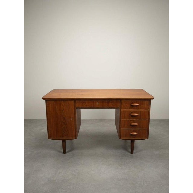 Brown Mid-Century Modern Danish Teak Desk with Top For Sale - Image 8 of 8