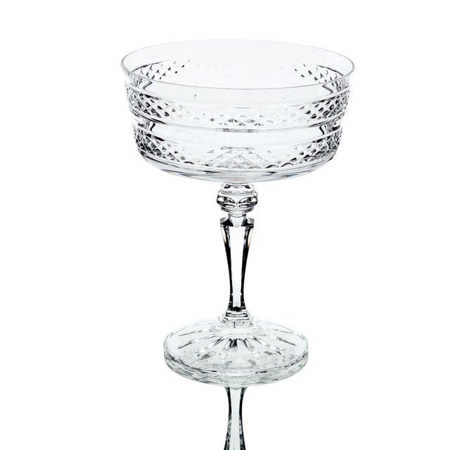 VTG Galway "Irish Rose" Crystal Champagne Sherbet Glasses Set of 6 Ireland 5.5" For Sale - Image 4 of 10