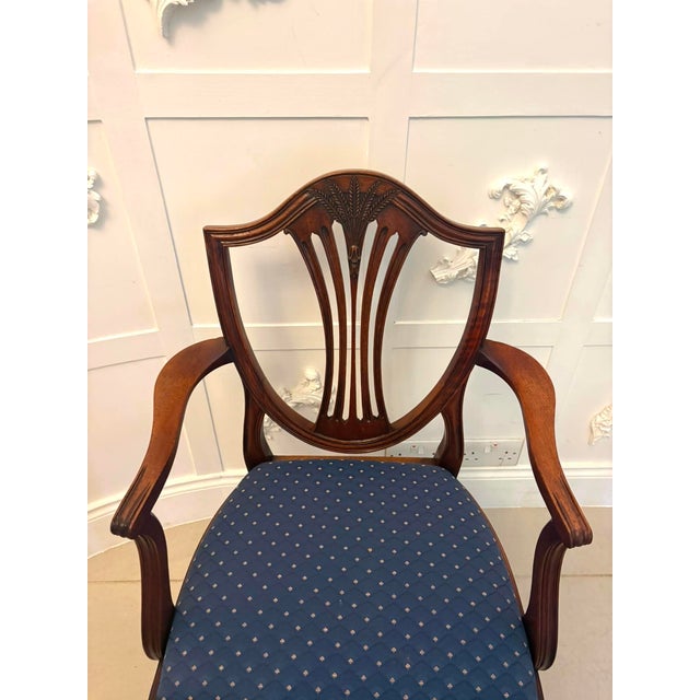 Antique Mahogany Shield Back Dining Chairs and Carvers, 1920, Set of 12 For Sale - Image 13 of 18