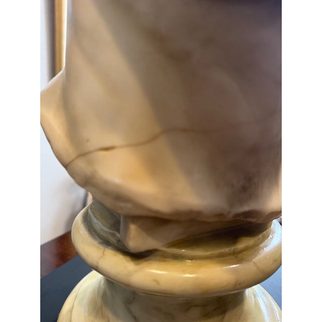 Beige Neoclassical Roman Emperor Bust – Faux Marble Resin Sculpture – 20” For Sale - Image 8 of 9