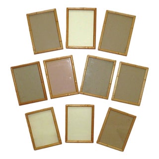 Set of 10 Faux Bamboo Wood Picture Photo Frames Fits 7" X 5" Rabbet Opening For Sale