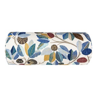 The House Of Scalamandré Linden Bolster Pillow In Cobalt For Sale