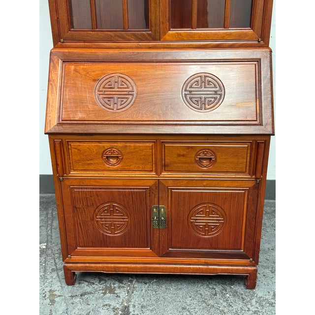 Chinese Rosewood Secretary Desk Cabinet, Circa 1970's For Sale - Image 9 of 12
