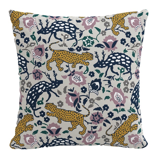 20" Decorative Pillow with Welt in Leopard Mustard Plum For Sale In Chicago - Image 6 of 6