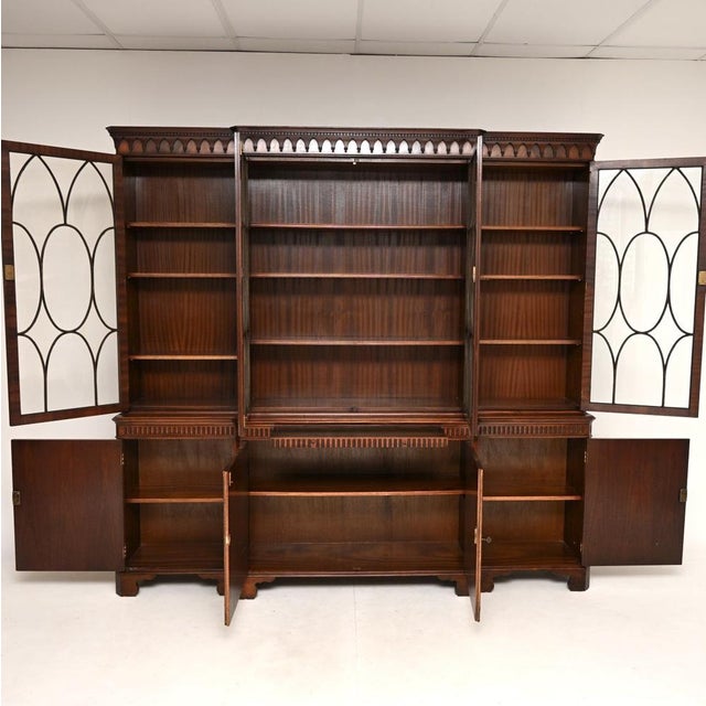 Antique Georgian Breakfront Bookcase, 1950s For Sale - Image 4 of 11