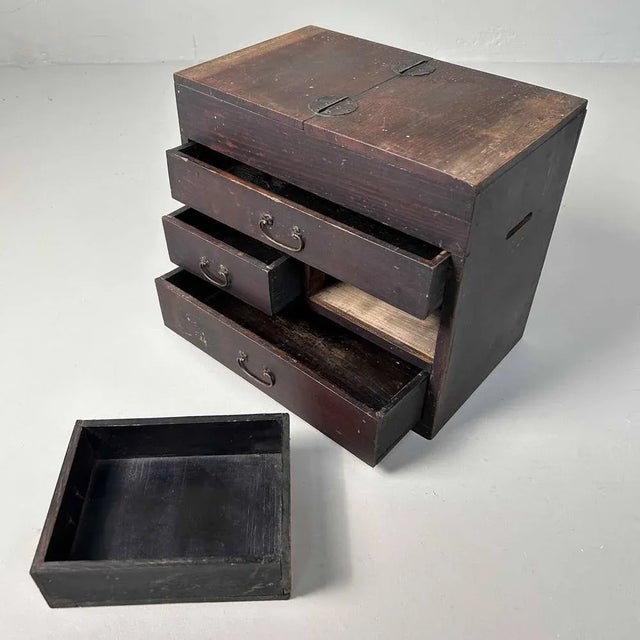 Shōwa Period Japanese Haribako Sewing Cabinet, 1920s For Sale - Image 4 of 9