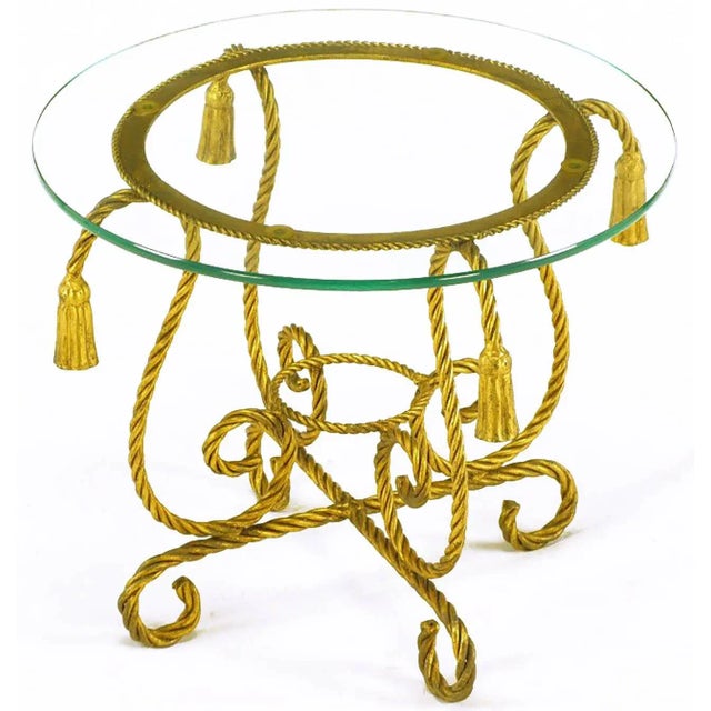 Italian Italian Gilt Iron Rope Tables With Tassel Ornamentation - a Pair For Sale - Image 3 of 7
