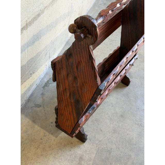 Dark Wood Magazine Holder Mid-Century Modern Vintage For Sale - Image 4 of 9