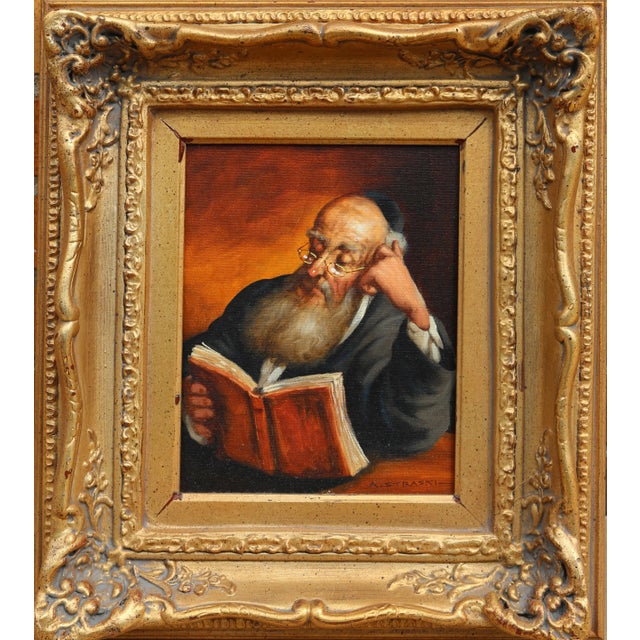 Abraham Straski, Rabbi Reading (F), Painting For Sale - Image 4 of 4