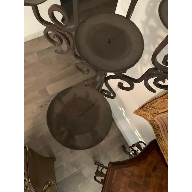 Pair of Emmanuel Design Group Designer Wrought Iron Floor Candelabras – Statement Art Pieces For Sale In Dallas - Image 6 of 7