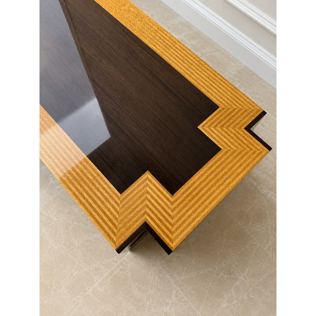 1980s Leon Rosen for the Pace Collection Postmodern "Medina" Mixed Wood Coffee Table For Sale - Image 12 of 14