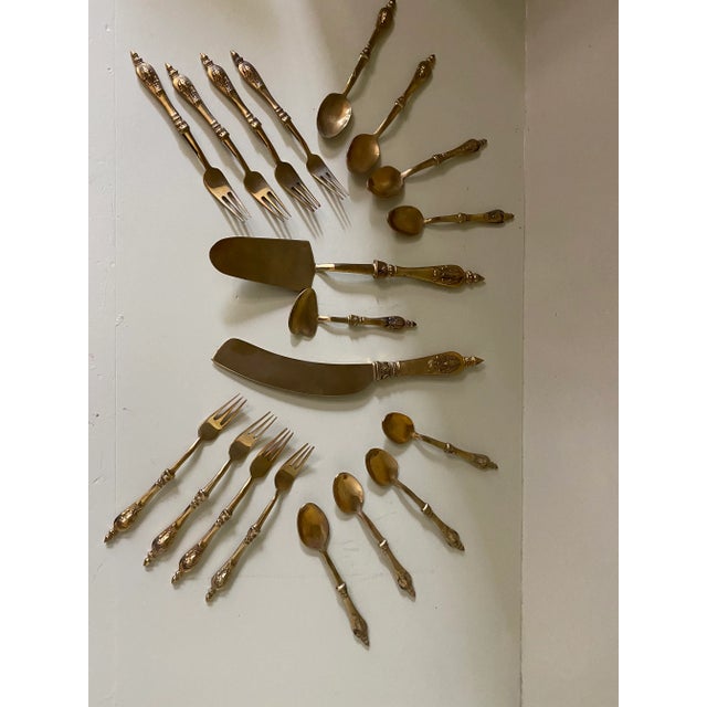 Metal Vintage James Thailand Nickel Bronze Dessert Utensils with Elephant Heads- 19 Pieces For Sale - Image 7 of 13